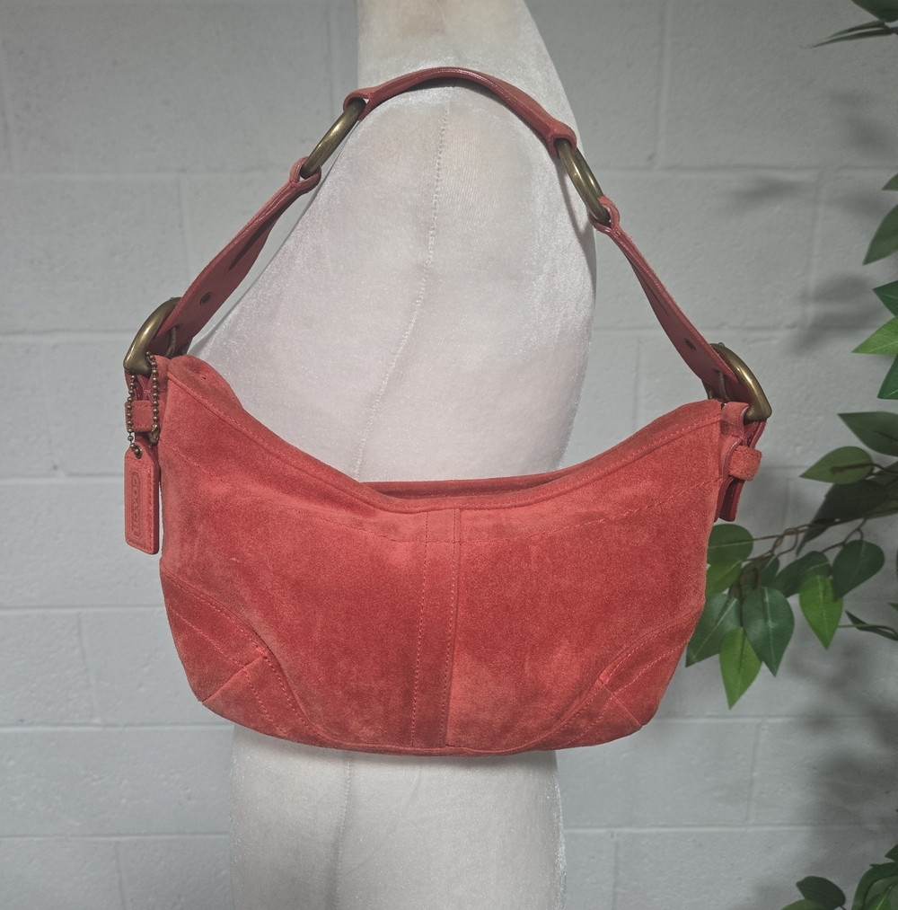 VTG Coach Y2K 2003 Red Coral Suede Soho Shoulder Bag K3S - 9415